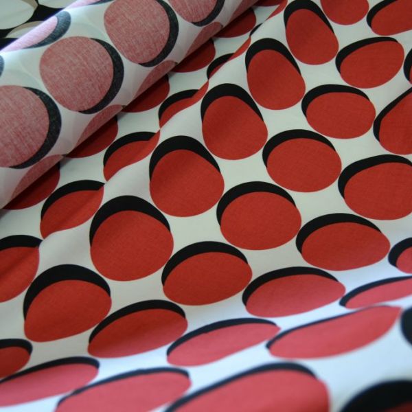 tessuto cotone elasticizzato fantasia pois rosso pois rosso / bianco prezzo al  metro 6.96 €