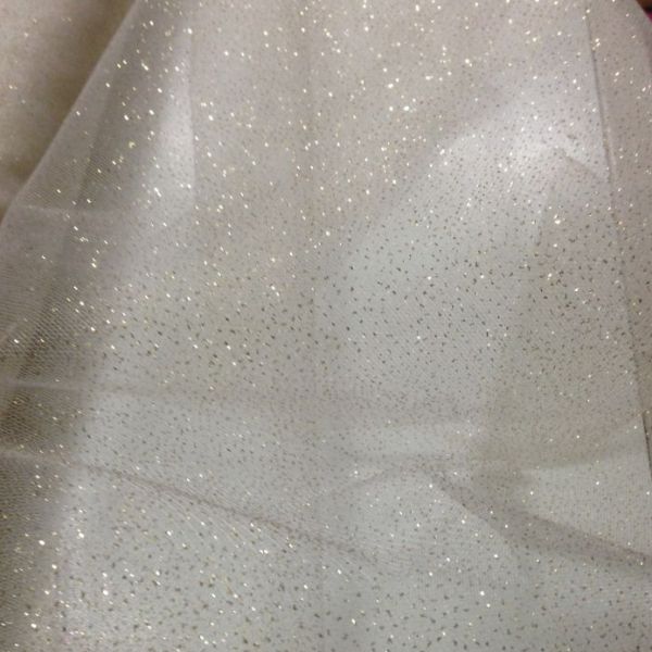 fabric tulle white strass gold white price per meter 6.05 €