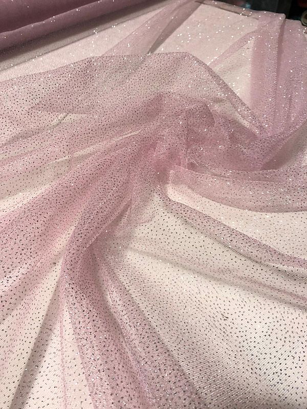 tessuto tulle strass rosa rosa prezzo al metro 5.45 €