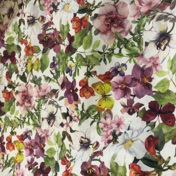 Taglio Tessuto Cotone 280x280 cm a Fantasia Fiori Farfalle Colorato Arredamento 