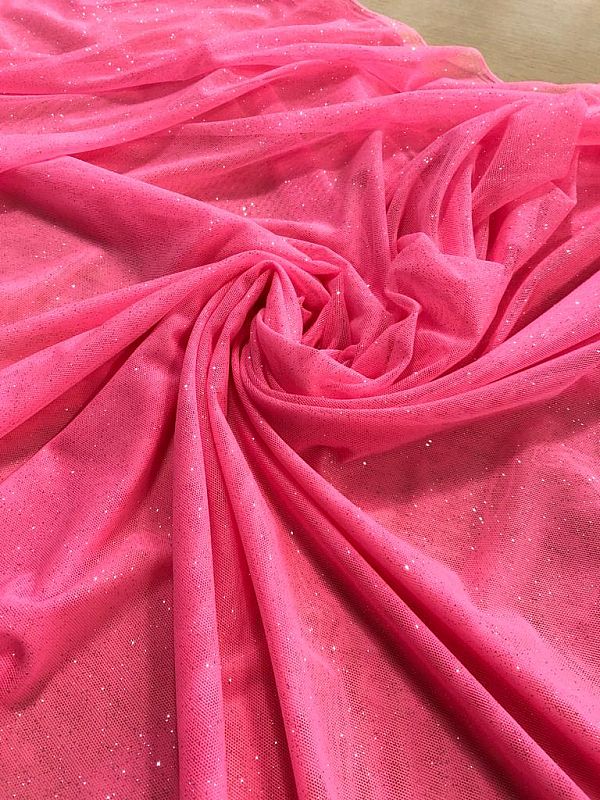tessuto tulle elasticizzato swarovski rosa acceso rosa accesso prezzo al  metro 18.15 €