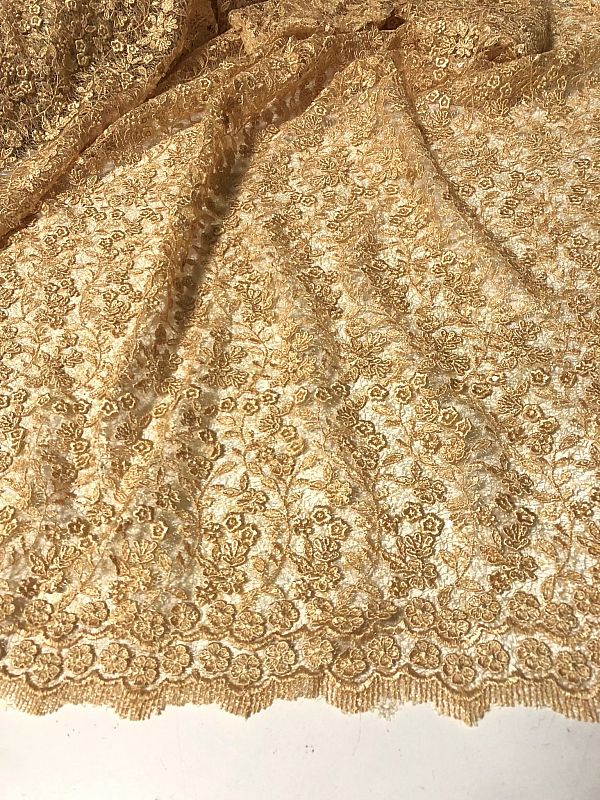 tessuto pizzo ricamato new oro oro paillettes lurex prezzo al metro 89.65 €