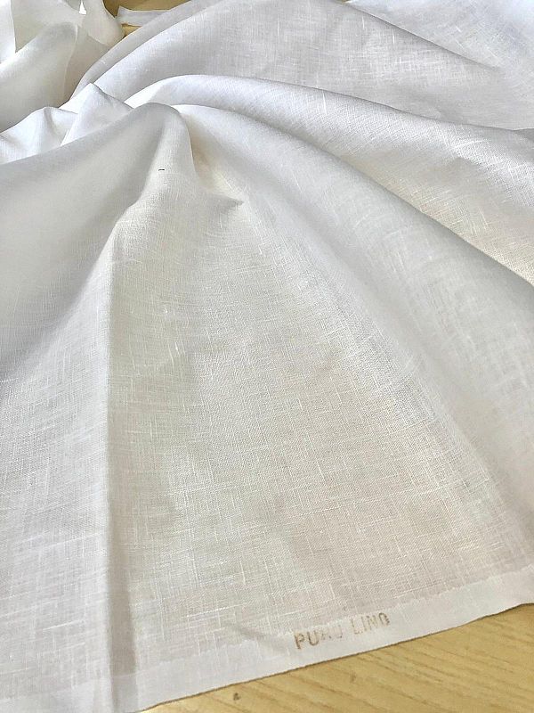 tessuto puro lino italiano h90 bianco prezzo al metro 18.00 €