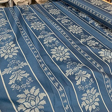 Tessuto Arredamento Broccato Fantasia Blu
