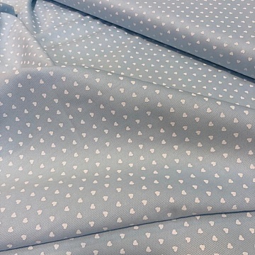 Cotone Millerighe Fantasia Cuoricino Azzurro