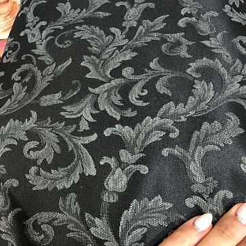 Broccato Fantasia Rameggiato Nero Grigio