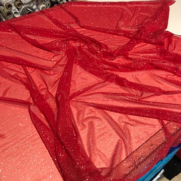 Tulle Elasticizzato Swarovski Rosso
