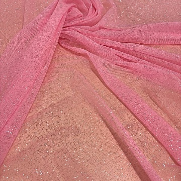 Tulle Elasticizzato Swarovski Rosa Acceso