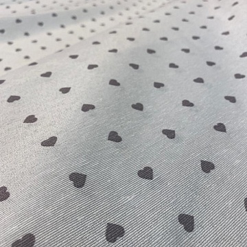 Tela Di Cotone Fantasia Cuoricino Grigio