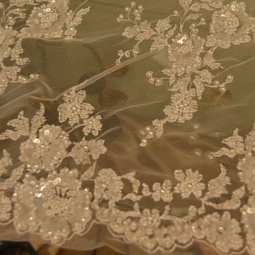 Pizzo Ricamato Con Paillettes E Perle