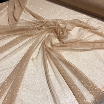 Tulle Elasticizzato Swarovski Carne Oro