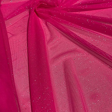 Tulle Elasticizzato Swarovski Fucsia Fluo