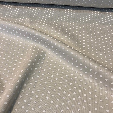 Cotone Millerighe Fantasia Cuoricino Beige
