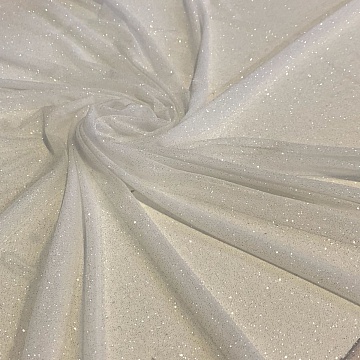Tulle Elasticizzato Swarovski Bianco