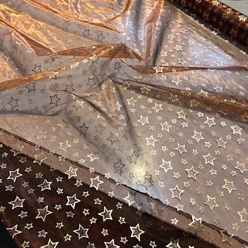 Organza Lurex Stella Fondo Bronzo Stella Oro